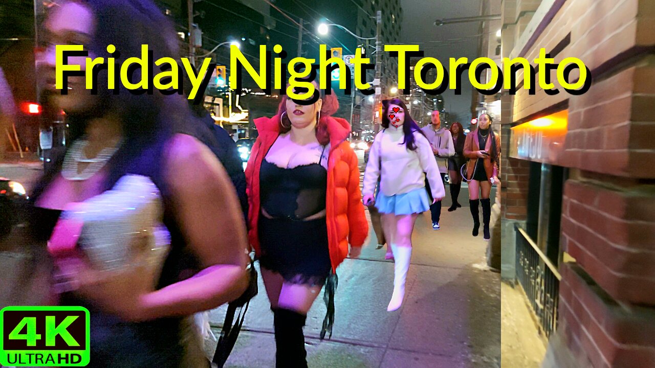 【4K】A chilly Friday Night ❄️ Downtown Toronto Nightlife Canada 🇨🇦