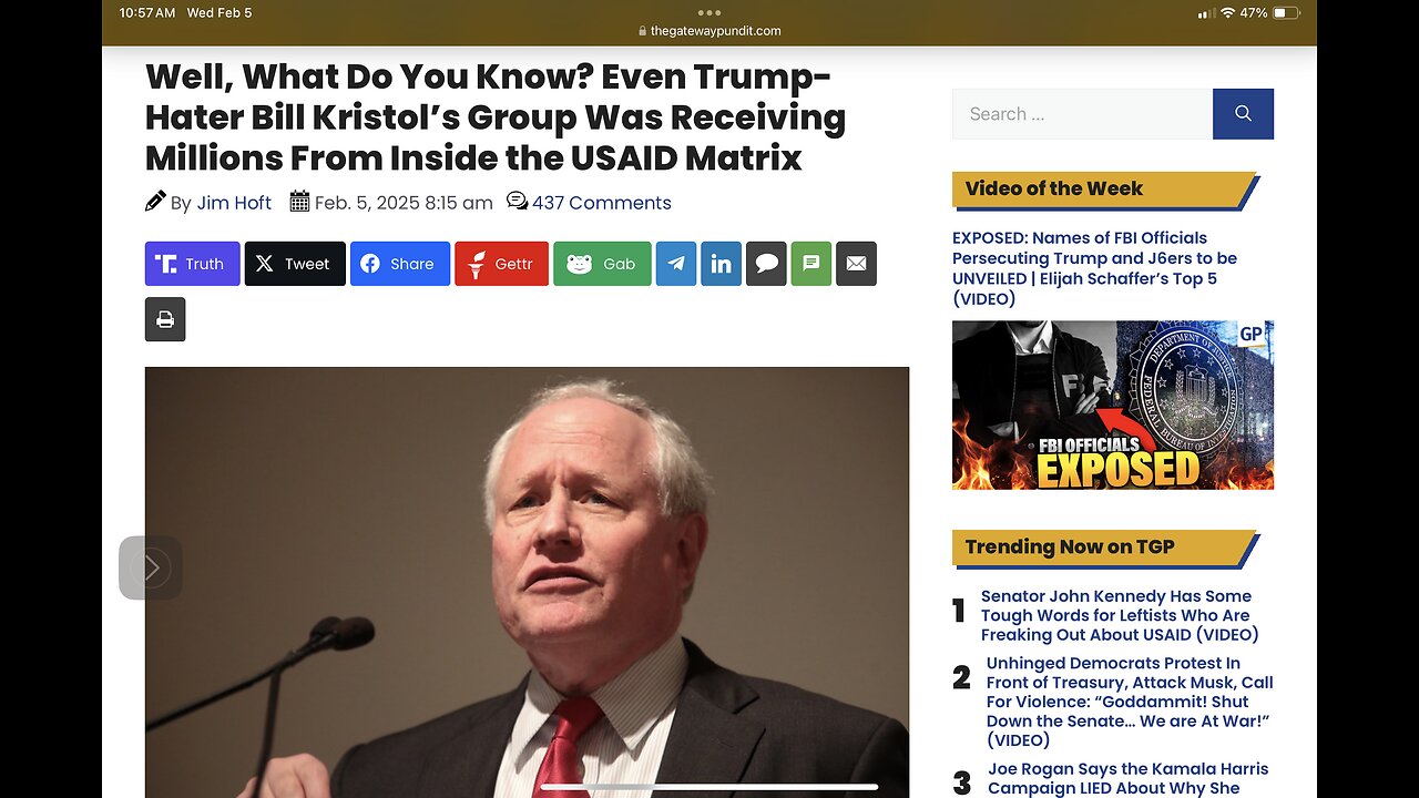 Even Trump-Hater Bill Kristol’s Group Was Receiving Millions From Inside the USAID Matrix