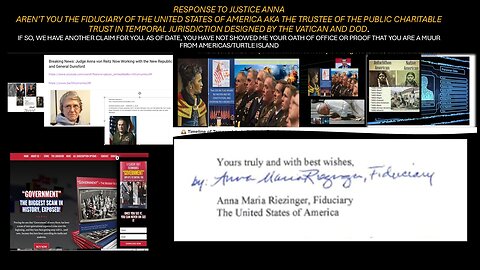 KEN AND I CHALLENGE JUSTICE ANNA AND TEMPORAL JURISDICTION WHICH IS SUPPORT BY DOD AND THE VATICAN