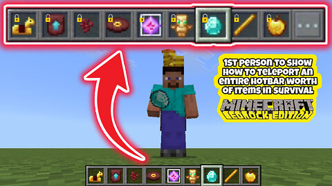 How To Teleport an Entire Hotbar Worth of Items in Survival Minecraft Bedrock Edition (Short)
