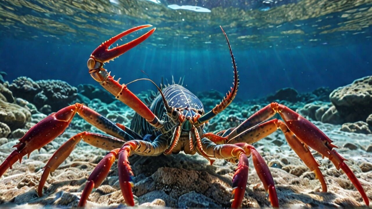 colourful spiny lobster- 4K Video