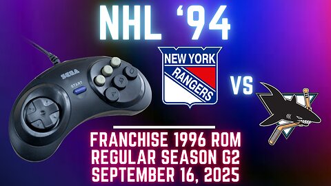 NHL '94 Franchise League (1996) - Rangers (Richter) at Sharks (Len) {Genesis} Game 2