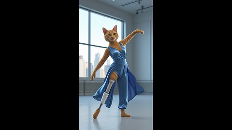 Cute Disabled Cat Dance Video in studio