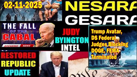 Judy Byington. Restored Republic via a GCR ~ Situation Update Feb 11 ~ Trump Avatar, DS Federal Judges Blocking DOGE, FEMA Terminated - Benjamin Fulford