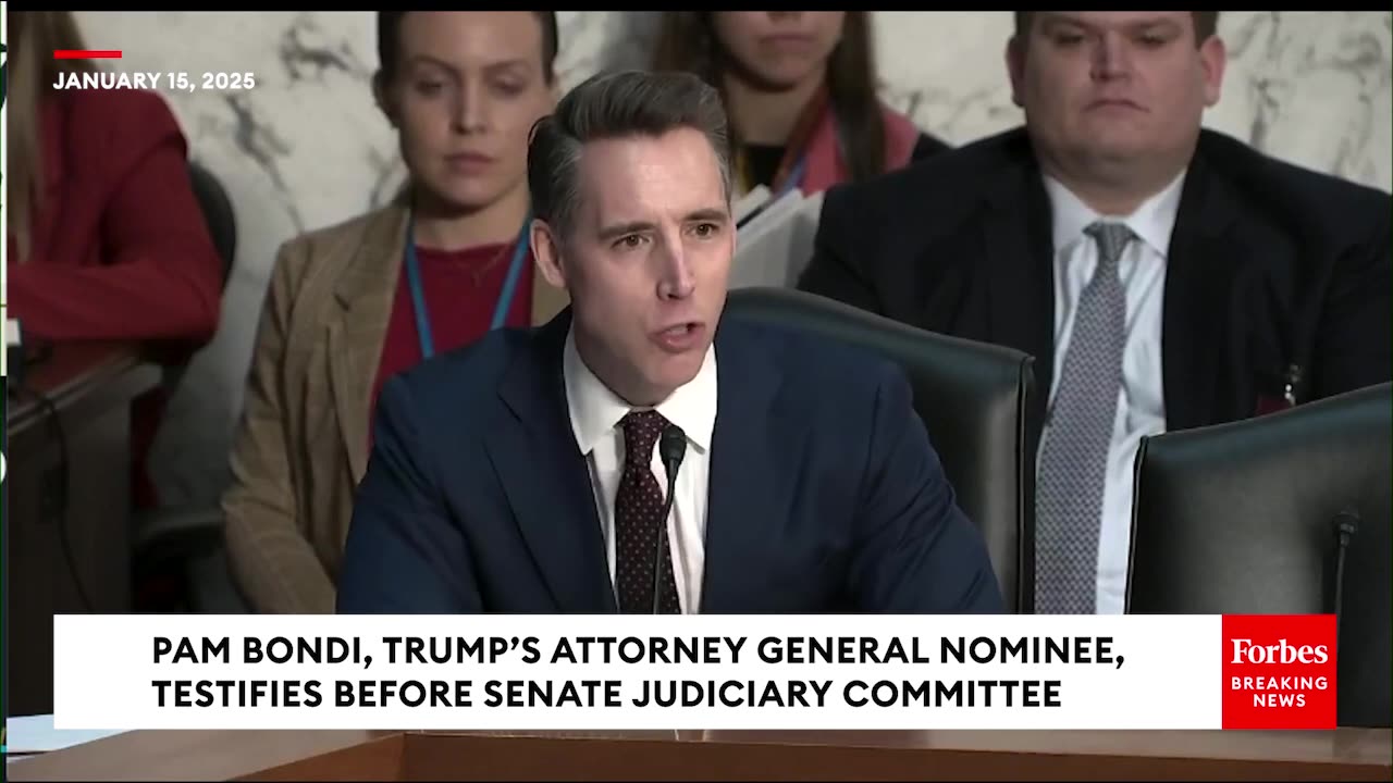 PAM BONDI AG HEARING... HAWLEY BLASTS DOJ