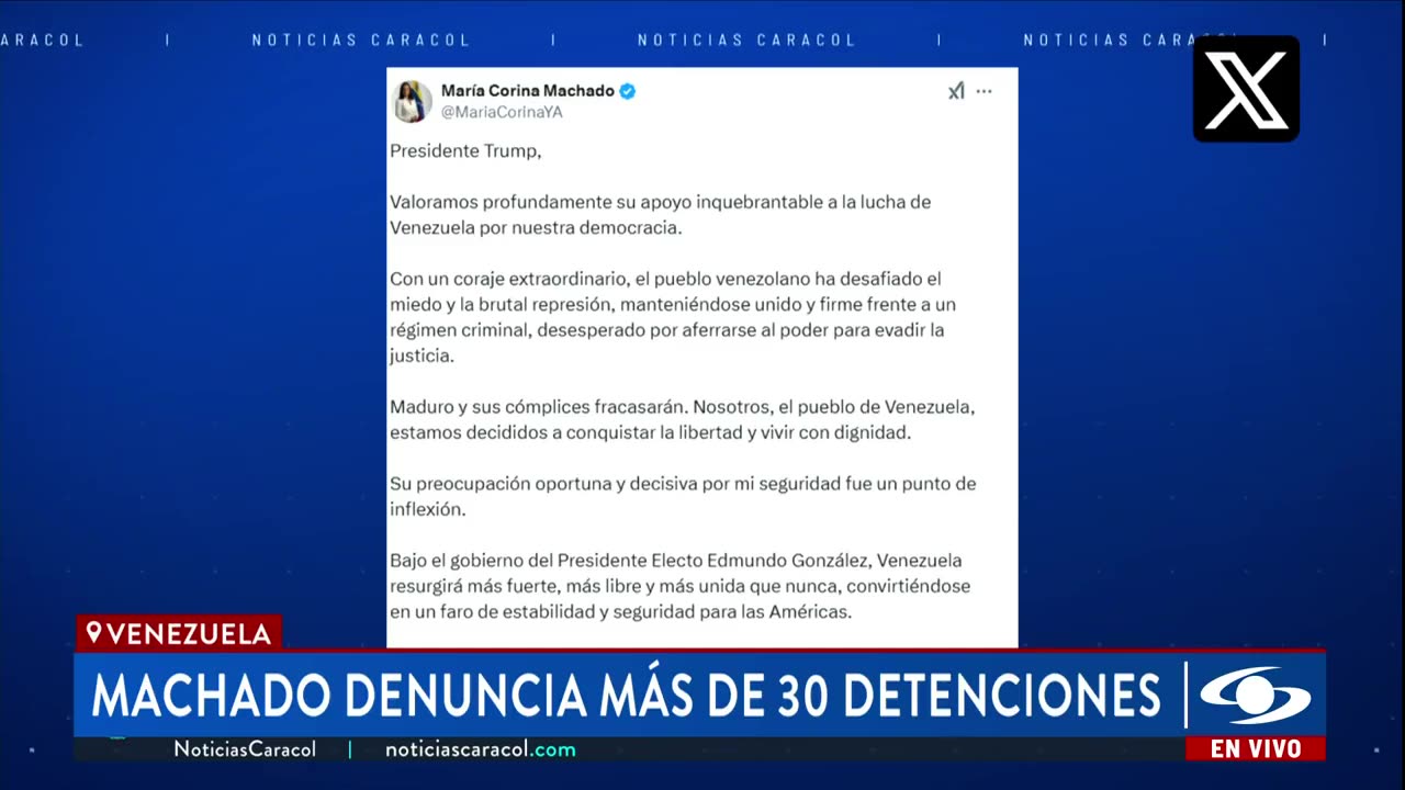 María Corina Machado denuncia detención de más de 30 personas por parte del régimen de Maduro