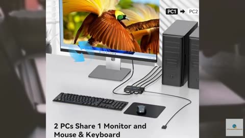 HDMI KVM Switch 1 Monitors 2 Computers 4K@60Hz USB KVM Switches 2 Ports for 2 PC