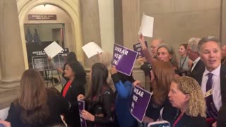 Mob of Democrat lawmakers stormed Speaker Johnson’s office on Tuesday to demand