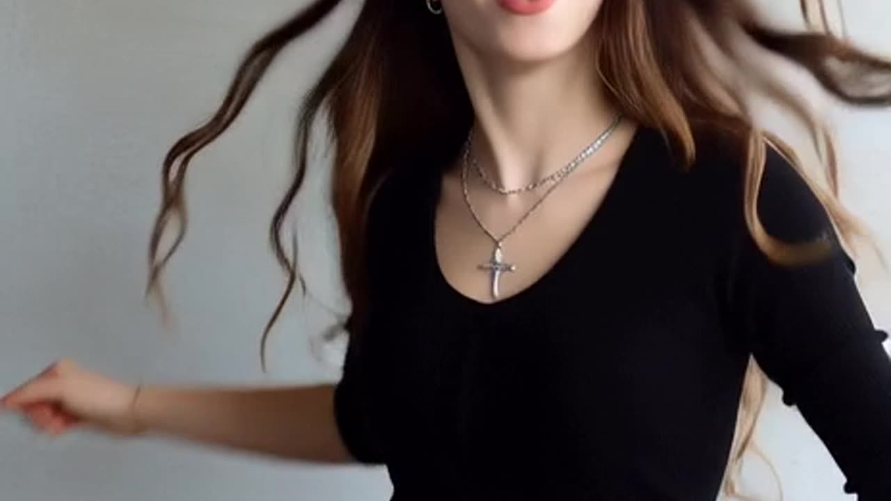 beautiful girl happily moving