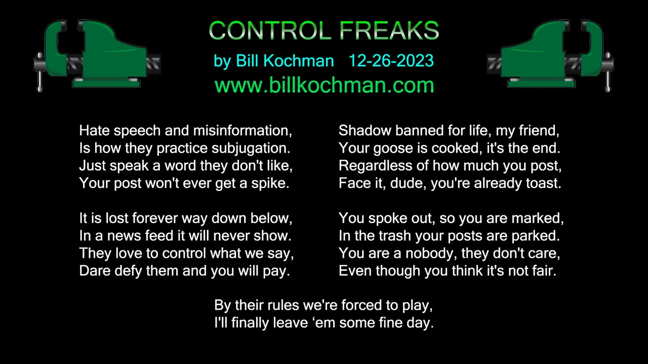 CONTROL FREAKS -- an original song by Bill Kochman.