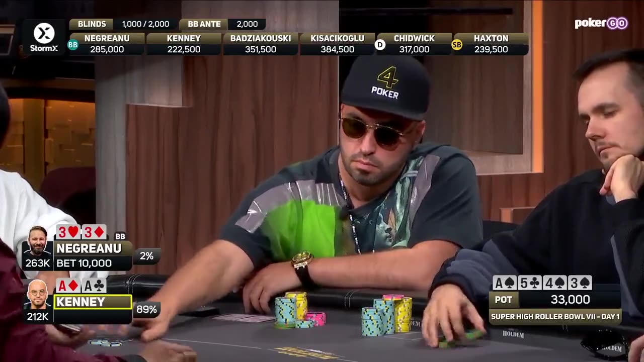 Daniel Negreanu double sucks out in same hand, busts Kenney AA full house.