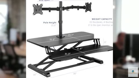 VIVO Height Adjustable 32 inch Standing Desk Converter with Dual 13 to 30 inch M