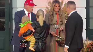 President Trump gives Karoline Leavitts baby candy for Halloween at the White House donaldtrump