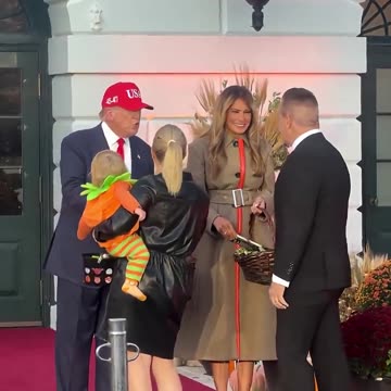 President Trump gives Karoline Leavitts baby candy for Halloween at the White House donaldtrump
