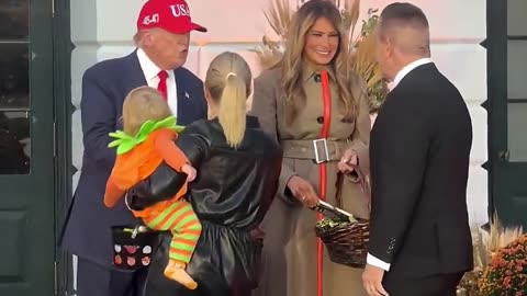 President Trump gives Karoline Leavitts baby candy for Halloween at the White House donaldtrump