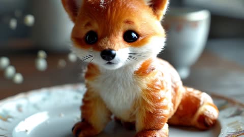 Bring this croissant to life by turning its eye into that of a baby fox.