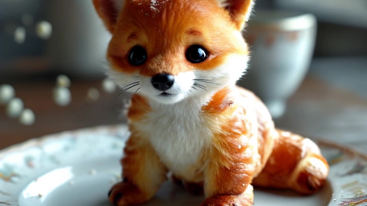 Bring this croissant to life by turning its eye into that of a baby fox.