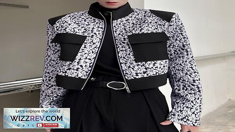 INCERUN Mens Floral Print Patchwork Jacket Crop Top Zipper Stand Collar Short Review