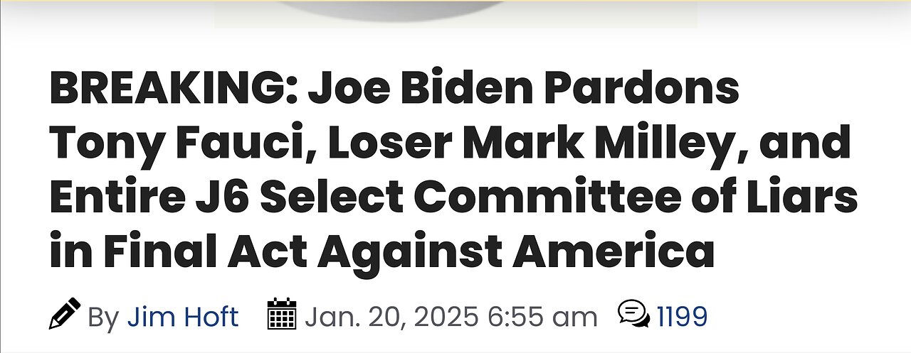 Last Minute Preemptive Pardons By Biden On Inauguration Day