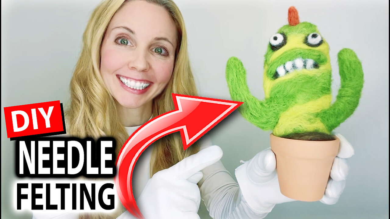How to make a fun monster cactus out of wool - Needle Felting for Beginners - Video Tutorial