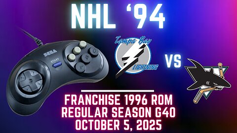 NHL '94 Franchise League (1996) - Lightning (Angryjay93) at Sharks (Len) {Genesis} Game 40