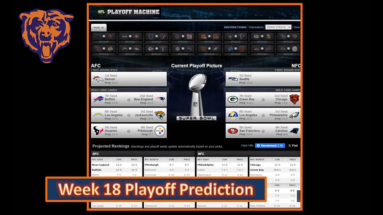 NFC Playoff Predictions Heading into Week 18 l Da Bears With Dark