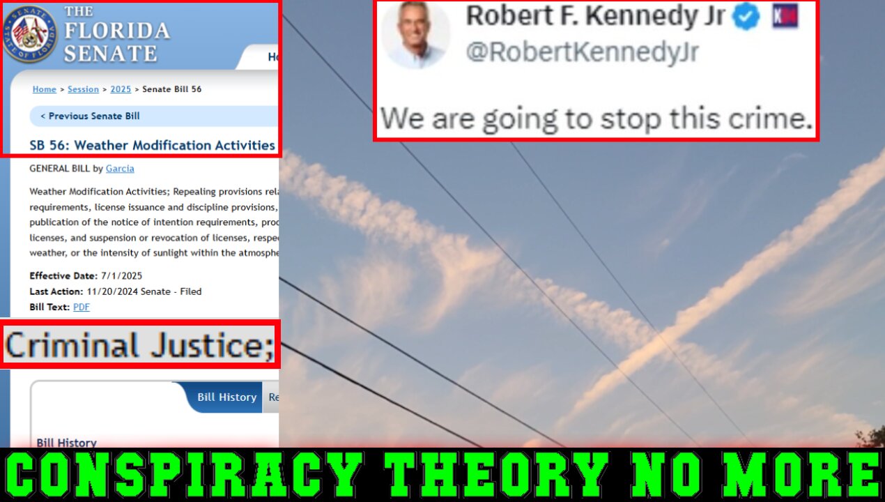CONSPIRACY THEORY NO MORE - CHEMTRAIL BILL in Florida MOVED TO "CRIMINAL JUSTICE"