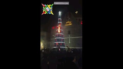 The moment terrorists from Syria and Turkey burned down a Christmas tree in front of a Church