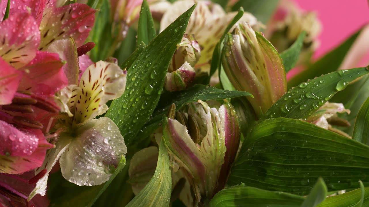 Country house with roof of tiles on a cloudy rainy day, seen from below.