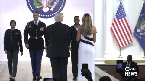 President Donald Trump and First Lady Melania Trump dance