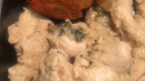 Excellent Eggplant Cheese Ball With Lemon Chicken Pieces