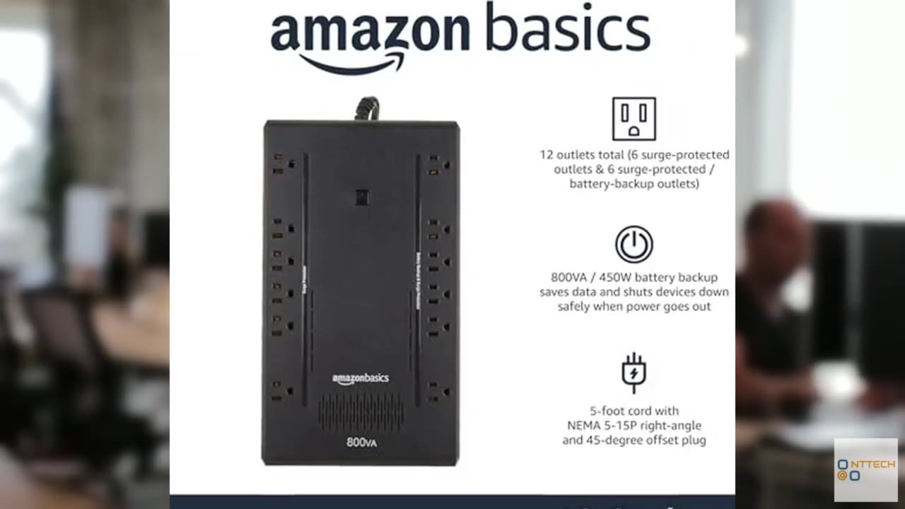 Amazon Basics UPS Battery Backup & Surge Protector 800VA/450W, 12 Outlets, Stand