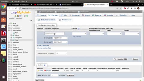 Modelo Relacional de um banco para o MySQL com o PHPMyAdmin