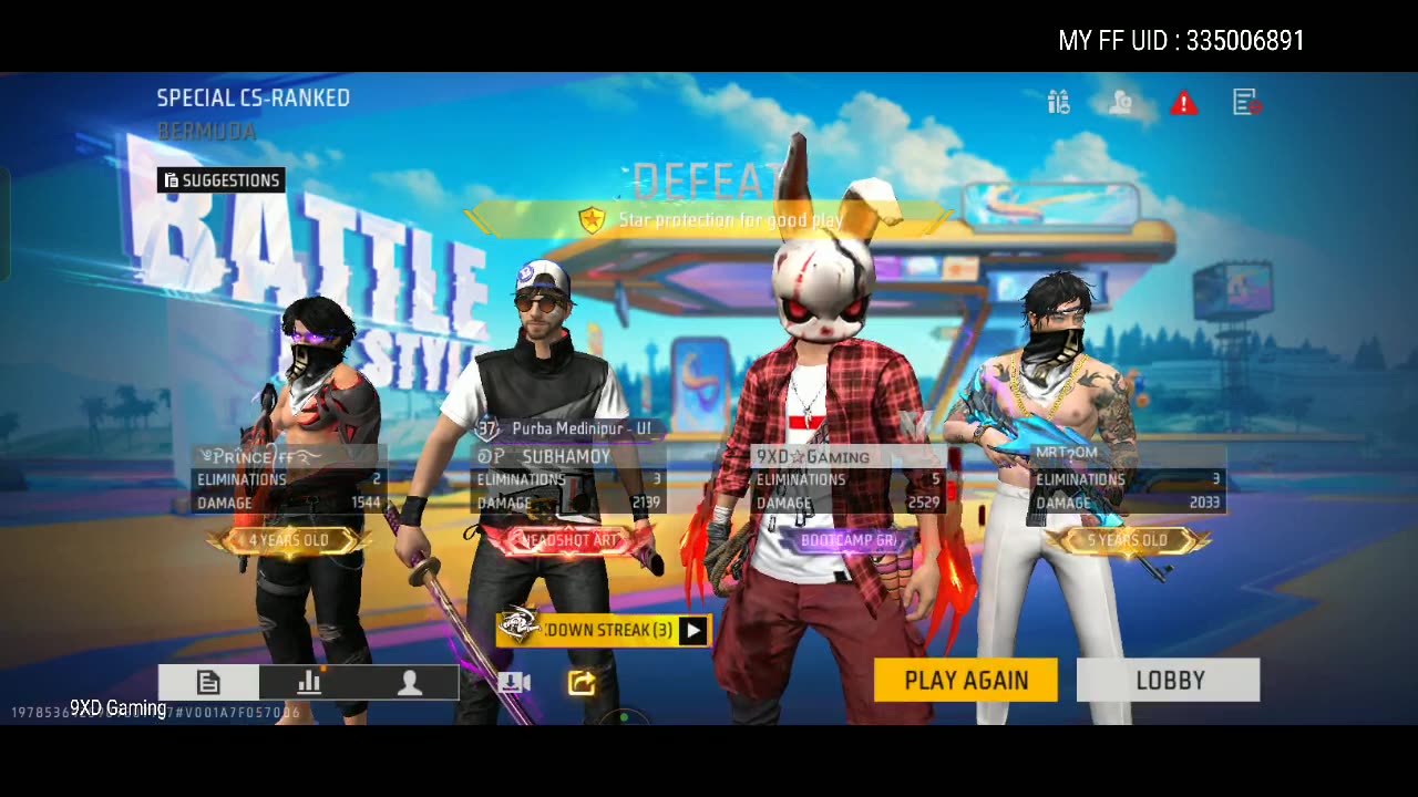 Free Fire Live With 9XD Gaming