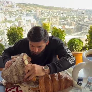 Arman Tsarukyan Eats a Giant Croissant