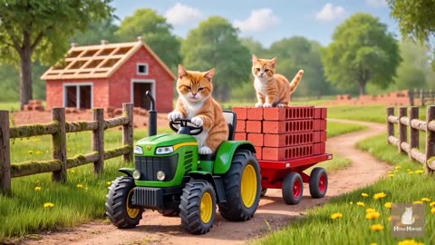 Mama Cat Trims Fur on the Farm and Makes Tiger Hat For Kittens At Home🐾🎩🐯_4