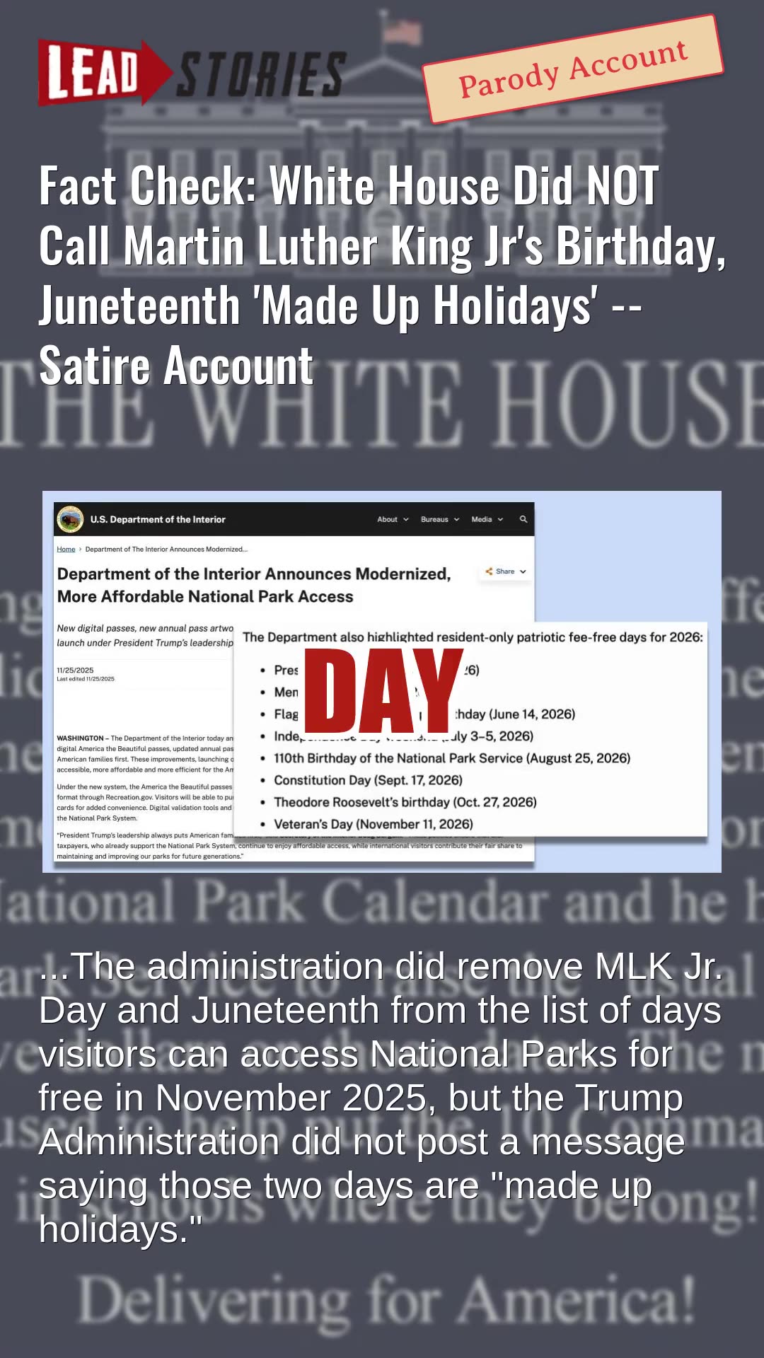 Fact Check: White House Did NOT Call Martin Luther King Jrs Birthday, Juneteenth Made Up Holidays