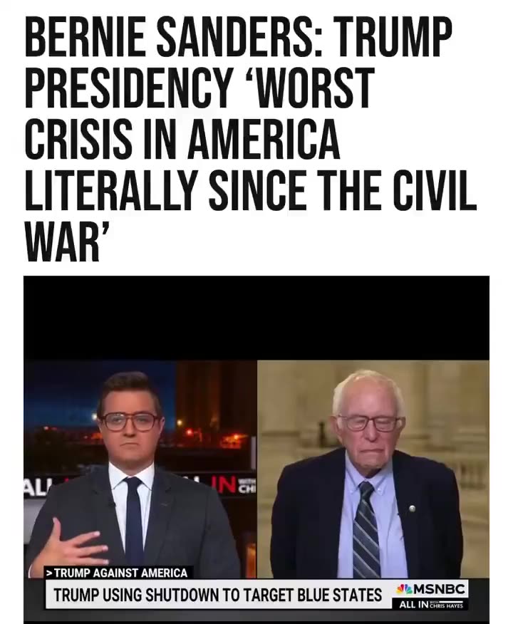 Bernie Sanders: Trump Presidency the worst since the Civil War.