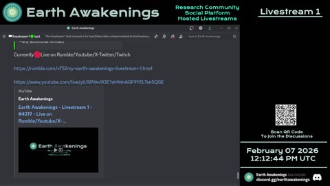 Earth Awakenings - Livestream 1 - #4319 - Live on Rumble/Youtube/X-Twitter/Twitch