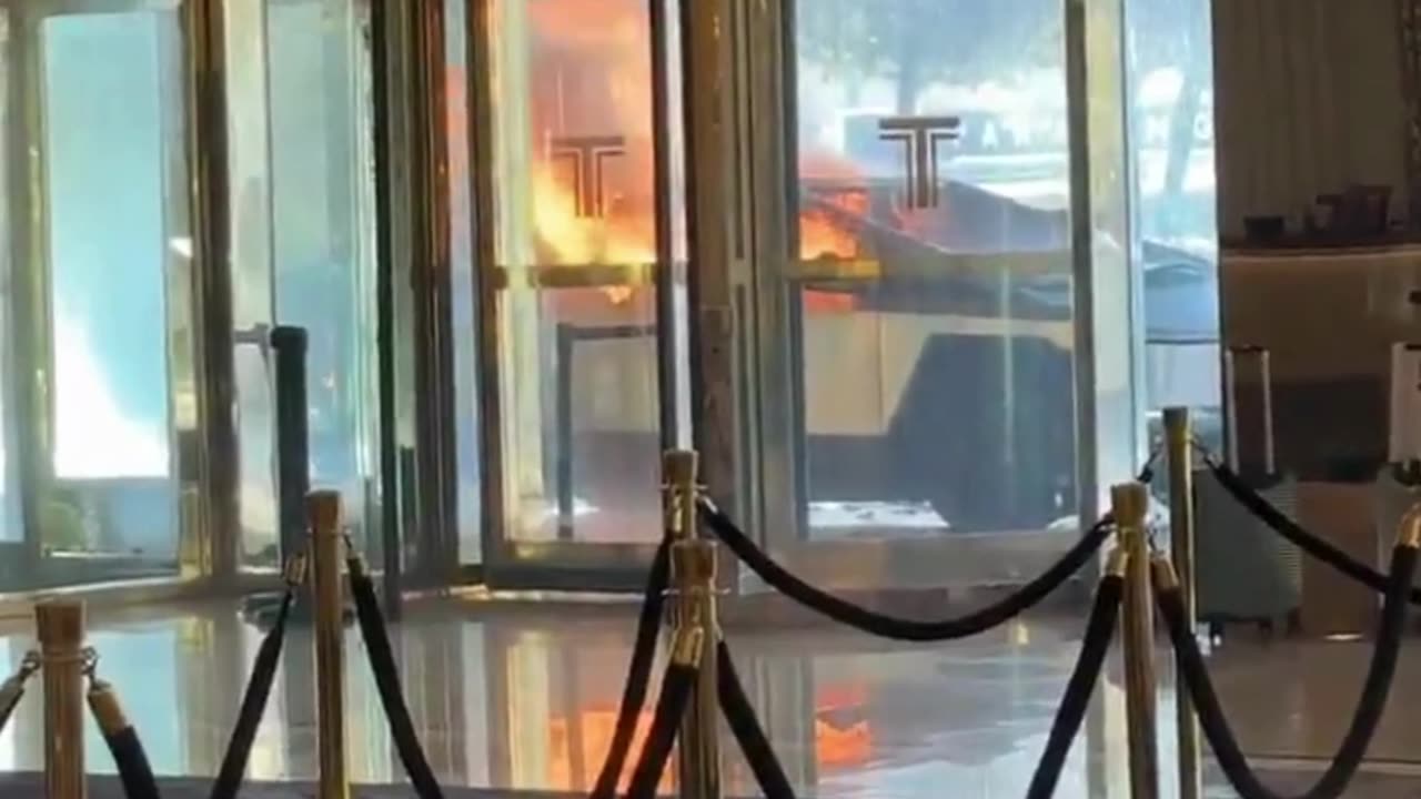 Tesla cybertruck bursts into flames outside Trump hotel