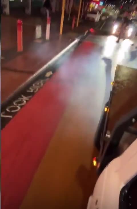 Driver does burnouts on rainbow crossing then gets arrested