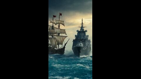 Pirate ship attacks military ship