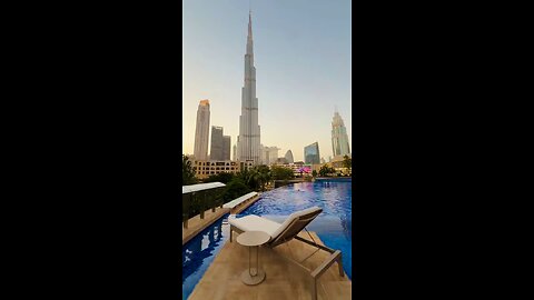 Peaceful Relaxing Moment🫠 #relaxing #burjkhalifaview #burjkhalifa #swimmingpool #pool #Dubai #Short
