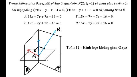 Toán 12: Trong không gian Oxyz,mặt phẳng đi qua điểm N(2;1;-1) và chứa giao tuyến của hai mặt