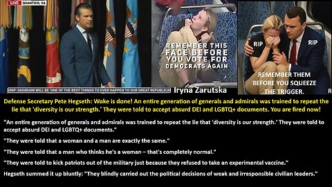 Defense Secretary Pete Hegseth: Woke is done! An entire generation of generals and admirals was trained to repeat the lie that 'diversity is our strength.' They were told to accept absurd DEI and LGBTQ+ documents. You are fired now!