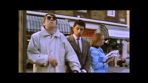 Bus stop. Special scene.Classic mrbean
