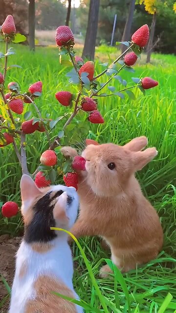 Rabbit eat strabri
