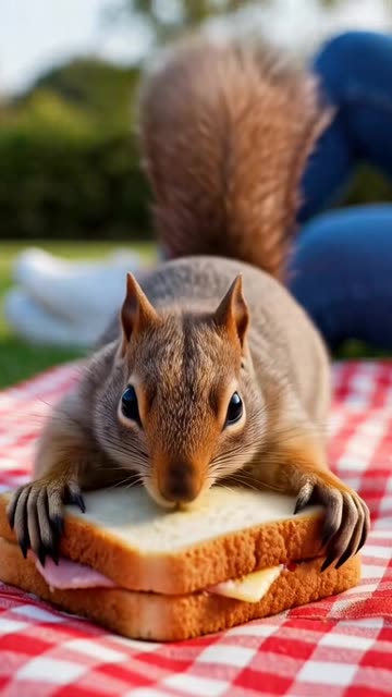 Squirel Stealing a Sandwich