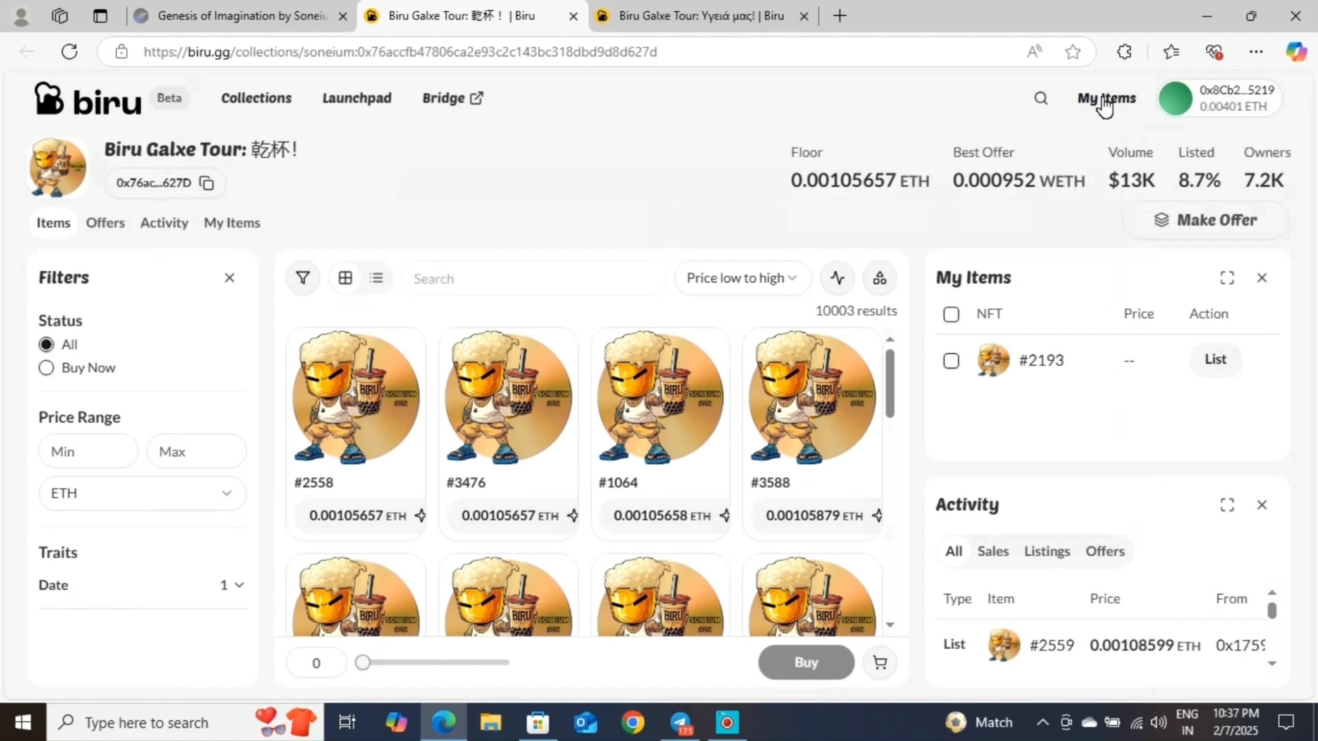 Soneium mainnet galxe task week2