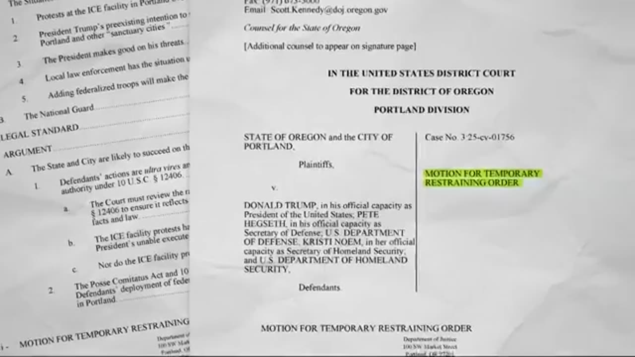 Oregon argues Trump deploying troops is based off 'fictional narrative' as Portland waits for ruling